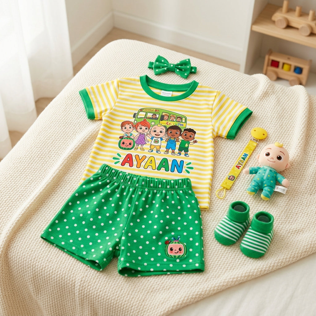 Cocomelon Birthday Set — T-Shirt, Shorts, Bow Tie